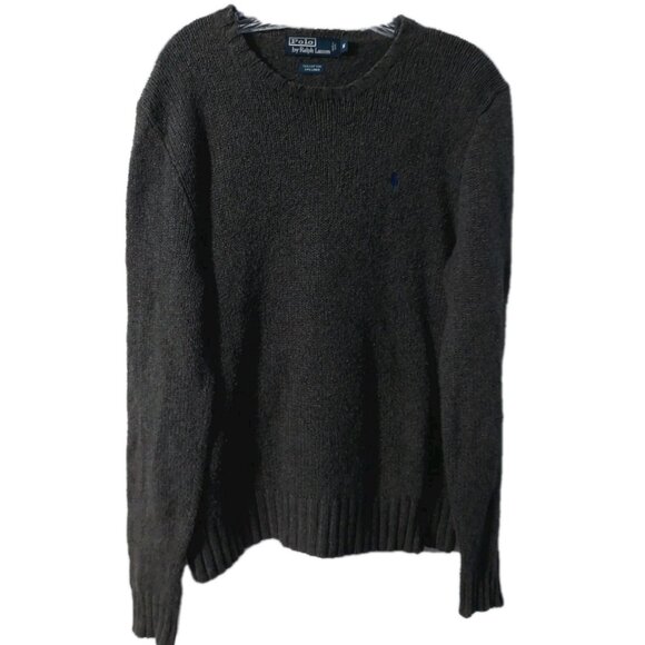 Polo Ralph Lauren Sweater Men's Size Medium Gray Knit Linen Blend Pullover - Picture 1 of 8